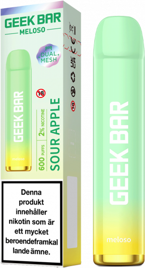 Geek Bar Meloso – Sour Apple (20 mg, Engångs vape)