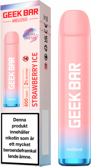 Geek Bar Meloso – Strawberry ICE (20 mg, Engångs vape)