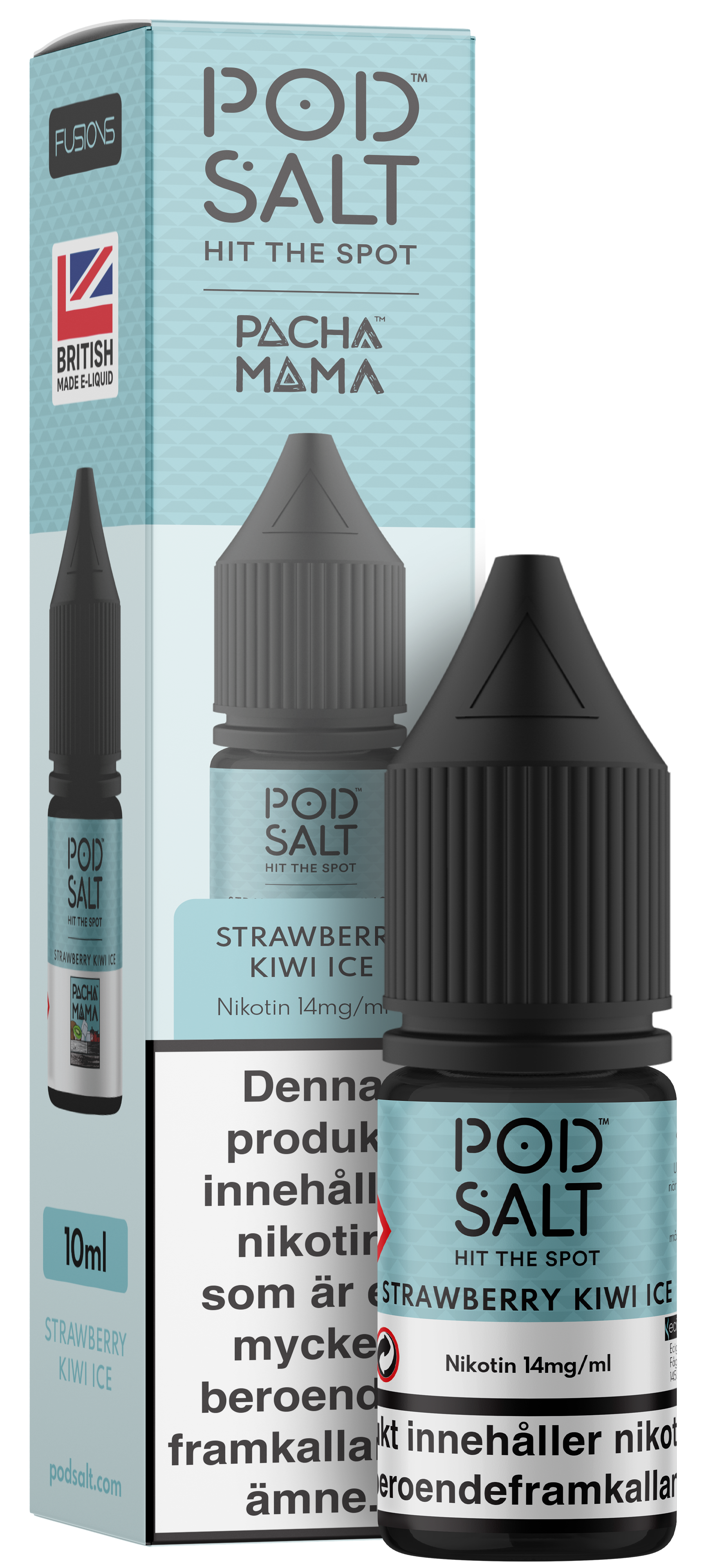 Pod Salt Fusions - Pachamama Strawberry Kiwi Ice (10 ml, 14 mg, Nikotinsalt)