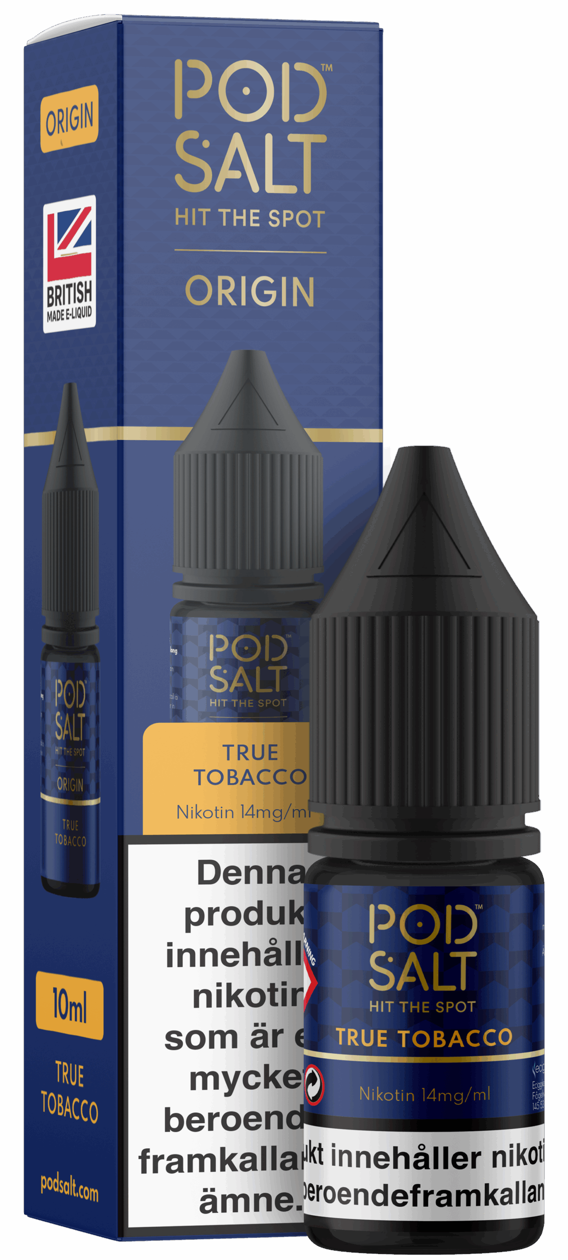 Pod Salt Origin – True Tobacco (10 ml, 14 mg, Nikotinsalt)
