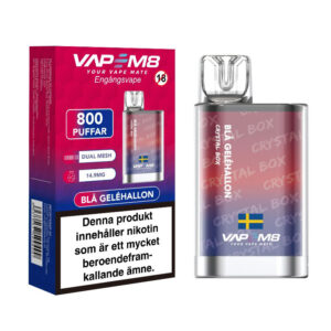VapeM8 Crystal Box Dual Mesh - Blå Gelehallon (14,9 mg, Disposable)