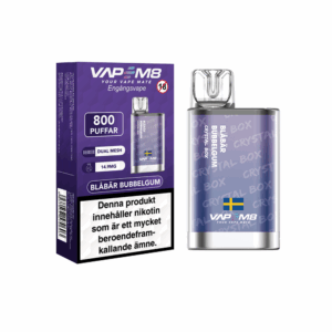 VapeM8 Crystal Box Dual Mesh - Blåbär Bubbelgum (14,9 mg, Disposable)