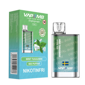 VapeM8 Crystal Box Dual Mesh - Mint Tuggummi (Nikotinfri, Disposable)