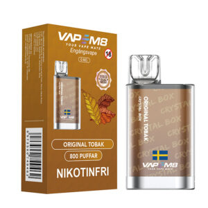 VapeM8 Crystal Box Dual Mesh - Original Tobak (Nikotinfri, Disposable)