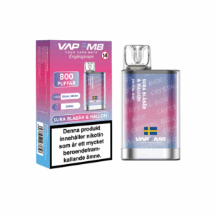 VapeM8 Crystal Box Dual Mesh - Sura Blåbär & Hallon (Nikotinfri, Disposable)