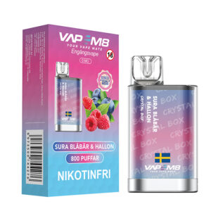 VapeM8 Crystal Box Dual Mesh – Sura Blåbär & Hallon (Nikotinfri, Engångs vape)