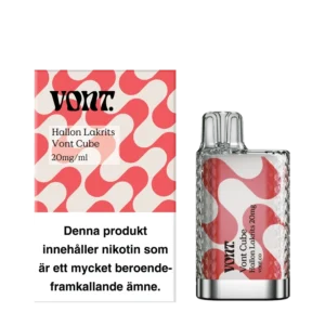 Vont Cube disposable vape Hallon Lakrits flavor, 20 mg nicotine, 2 ml capacity
