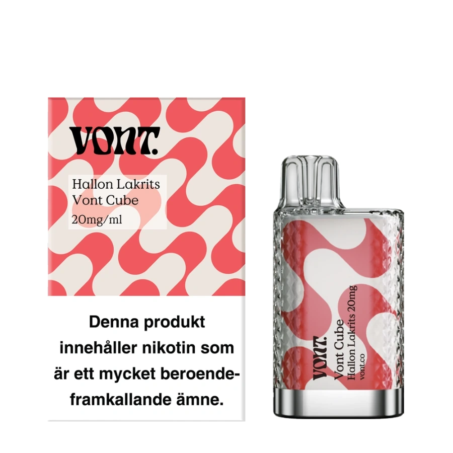 Vont Cube disposable vape Hallon Lakrits flavor, 20 mg nicotine, 2 ml capacity