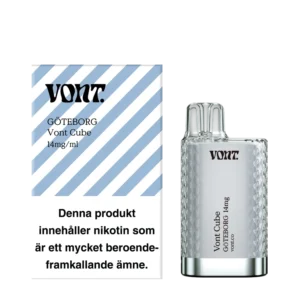 Vont Cube Göteborg disposable vape, 14 mg nicotine, 2 ml, 50VG/50PG, flavor profile soda and elderflower, 1 pc