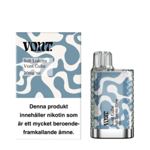 Vont Cube Salt Licorice disposable vape with 20 mg nicotine and 2 ml liquid.