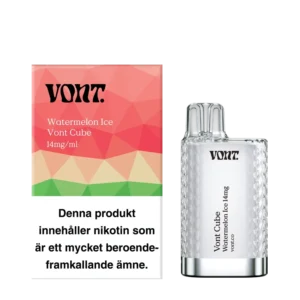 Vont Cube Watermelon Ice disposable vape, 14 mg nicotine, 2 ml, 50VG/50PG, cooling, 1 piece