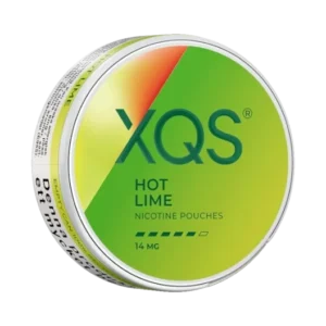 XQS Hot Lime Slim all white snus, tobacco-free, strong 14 mg/portion, 10 g, 1 piece.