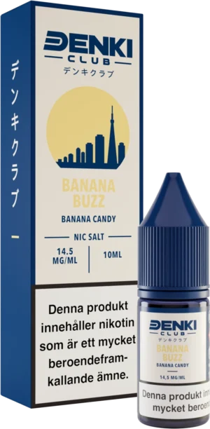Denki Club Banana Buzz Banana Candy nicotine salt, 10 ml bottle, 14.5 mg, 50VG/50PG