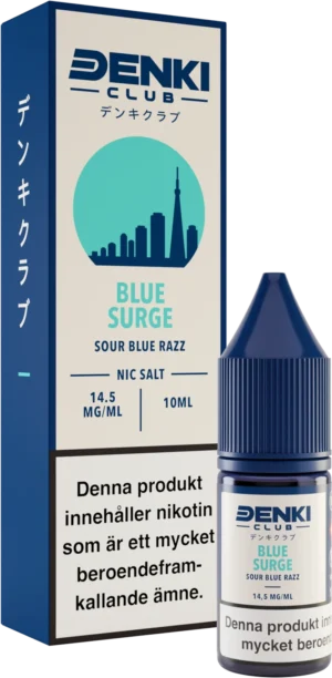 Denki Club Blue Surge Sour Blue Razz nicotine salt, 10 ml bottle, 50VG/50PG, 14,5 mg