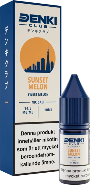 Denki Club Sunset Melon nicotine salt, 10 ml bottle, 14.5 mg/ml, 50VG/50PG, single