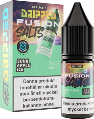Dripped Fusion Salts Sour Apple Ice nicotine salt, 10 ml, 14,5 mg, 50VG/50PG, by Dripped, United Kindom