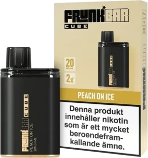 Frunk Bar Cube Peach on Ice disposable vape, 20 mg nicotine, 2 ml, by Frunk