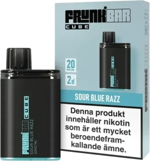 Frunk Bar Cube Sour Blue Razz disposable vape, 20 mg nicotine, 2 ml capacity