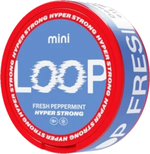 Loop mini Fresh Peppermint Hyper Strong snus, Ultra Strong, 10,5 mg/portion, 9 g