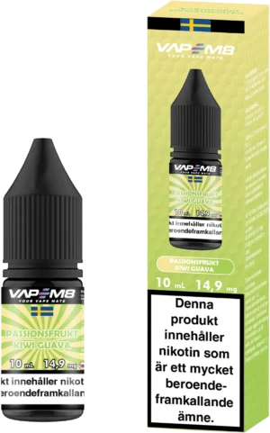 VapeM8 Salt Passionsfrukt Kiwi Guava, 10 ml nicotine salt, 14.9 mg, Vapem8, Sweden