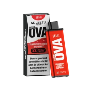 Zeltu Move OVA prefilled pod, 14 mg nicotine, 2 ml, flavor Strawberry Cherry Raspberry.